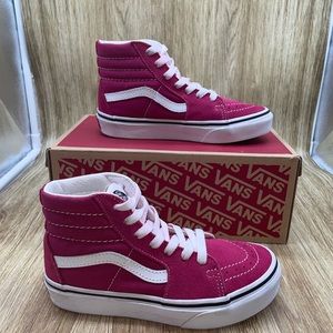 Vans Sk8 Hi Missy Size 13.5 High Top Girls Cerise/ White Shoes Sneakers Used